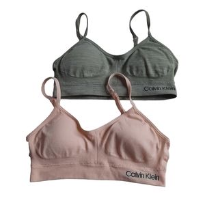 💗Calvin Klein, Girls bras set of 2. Size: 6/6X. Colors Pink and Gray